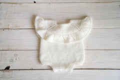 Newborn Knitted Romper for Girl with Bow Headband and Knit Socks, Newborn Girl Coming Home Outfit,Newborn Knitted Outfit,Newborn Photo Props