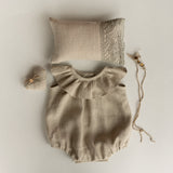 Baby Girl Linen Romper with Newborn Posing Pillow, Linen Baby Romper, Newborn Girl Coming Home outfit, Newborn Photography Outfit Girl