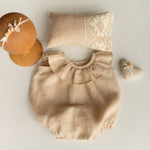 Baby Girl Linen Romper with Newborn Posing Pillow, Linen Baby Romper, Newborn Girl Coming Home outfit, Newborn Photography Outfit Girl