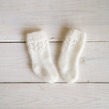 Newborn Knitted Romper for Girl with Bow Headband and Knit Socks, Newborn Girl Coming Home Outfit,Newborn Knitted Outfit,Newborn Photo Props