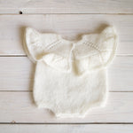 Newborn Knitted Romper for Girl with Bow Headband and Knit Socks, Newborn Girl Coming Home Outfit,Newborn Knitted Outfit,Newborn Photo Props