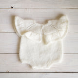 Newborn Knitted Romper for Girl with Bow Headband and Knit Socks, Newborn Girl Coming Home Outfit,Newborn Knitted Outfit,Newborn Photo Props