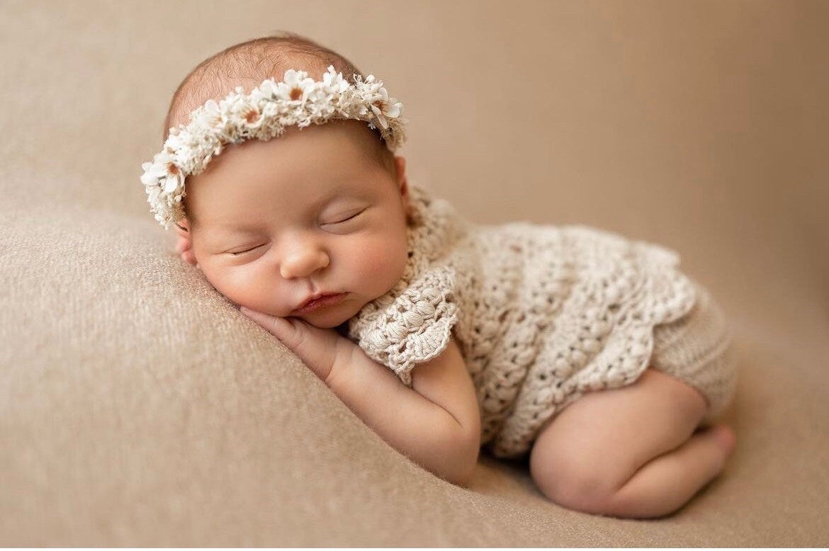 Newborn Crochet Romper and Bonnet for Girl, Newborn Knitted Outfit Girl, Newborn Girl Outfit, Newborn Girl Bonnet,Newborn Photography props