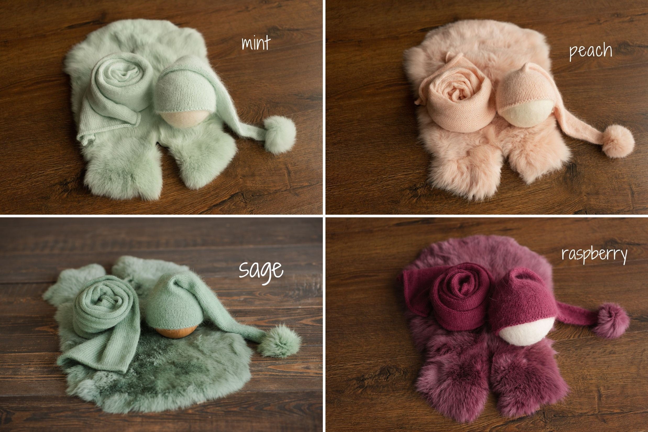 Newborn Knitted Wrap and Sleep Hat Set, Newborn Knit Sleep Hat with Pom Pom, Newborn Photography props, Newborn Wool Outfit, Newborn Fur Rug