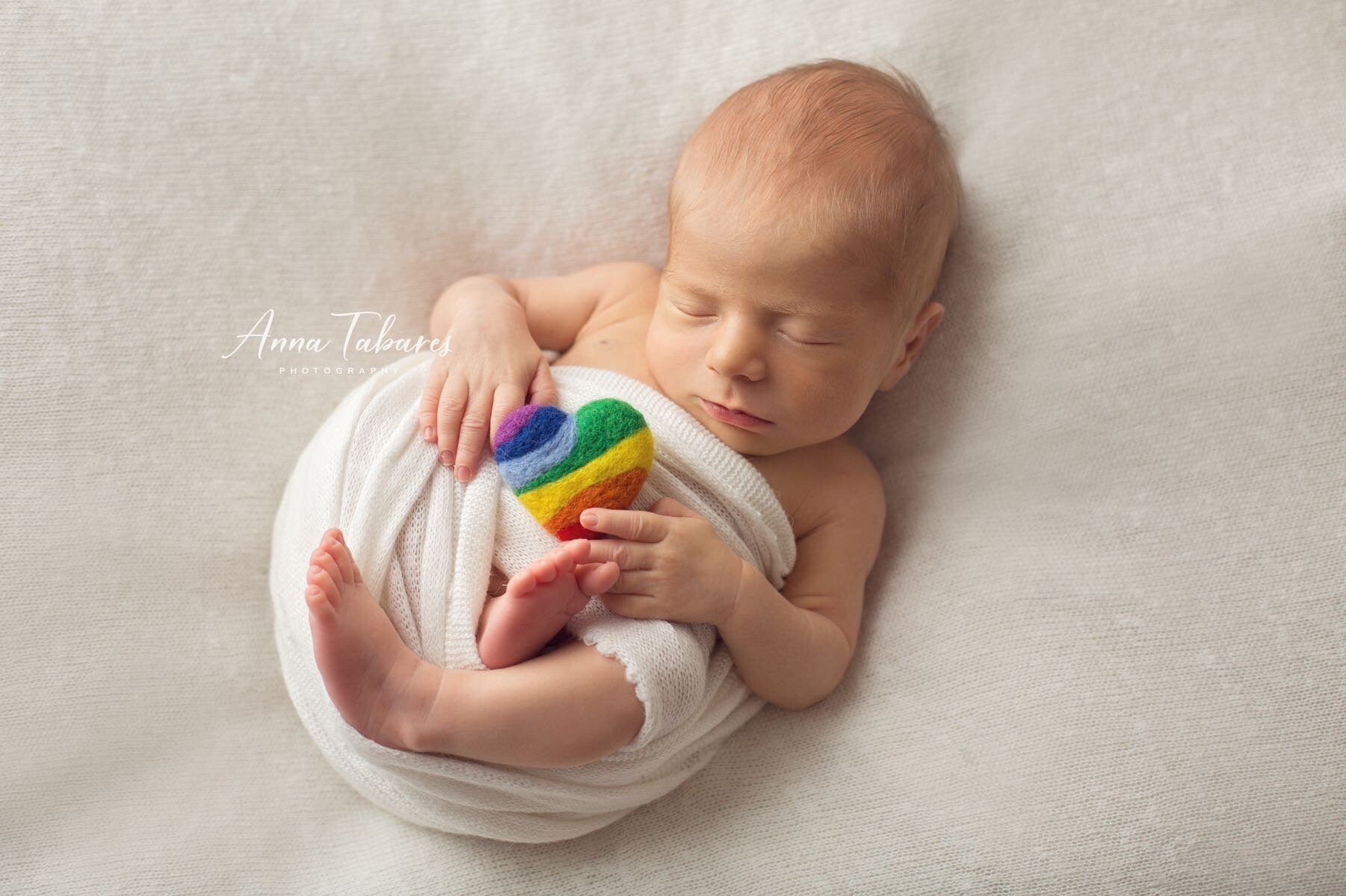 Rainbow Felted Heart Toy, Rainbow Felted Wool Headband, Newborn photography prop, Newborn Rainbow photo props, Newborn Rainbow Heart Props