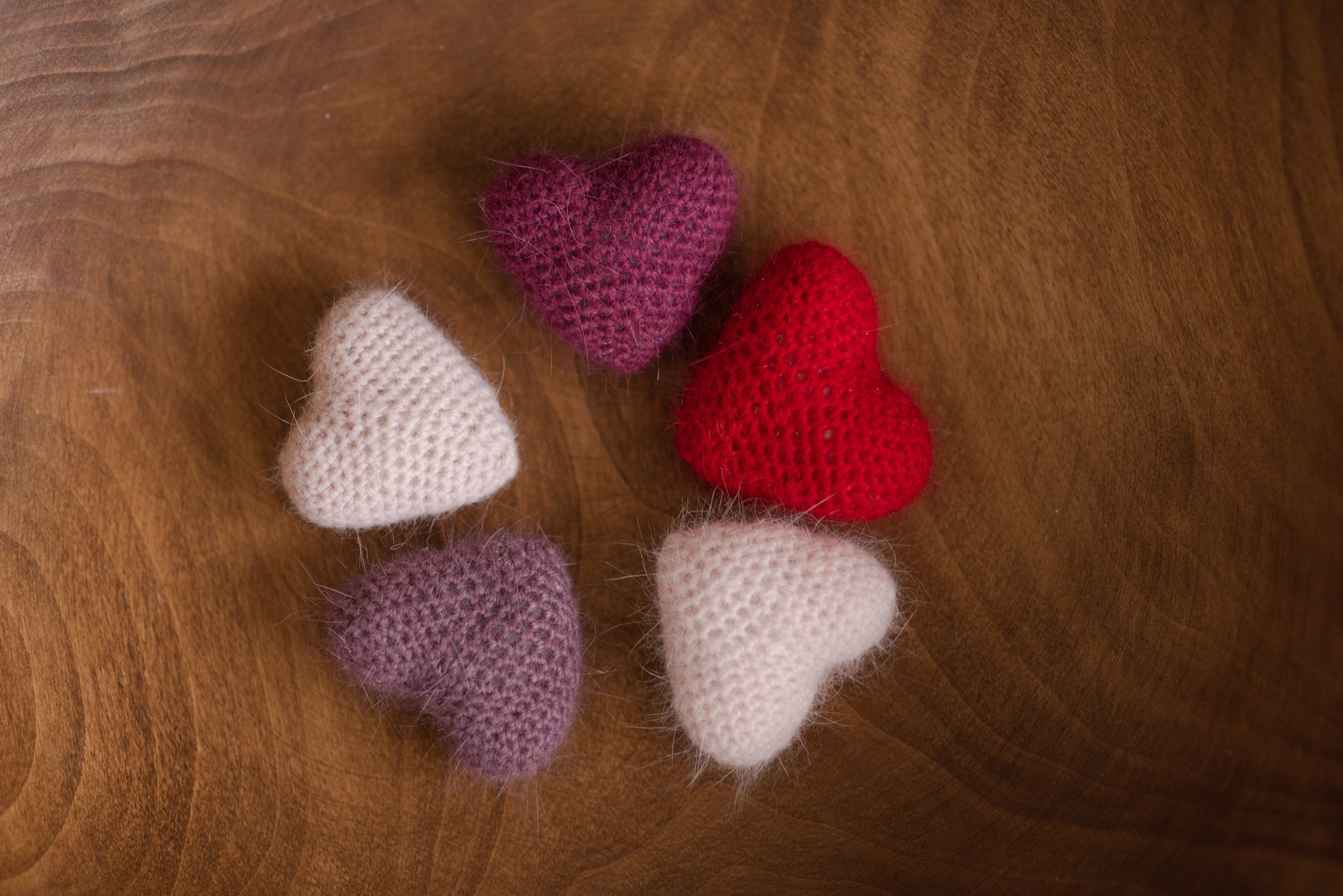 Newborn Knitted Heart Toys, Newborn Heart Decor, Newborn Photography Props Set ,Newborn Heart Props, Newborn Heart Photo Props, Wool Heart