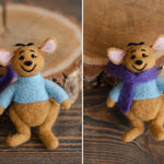 Newborn Teddy Bear Felted Photo Props, Newborn Felted Tiger Toy for Photography, Newborn Felted Honey Pot, Newborn Photography Props