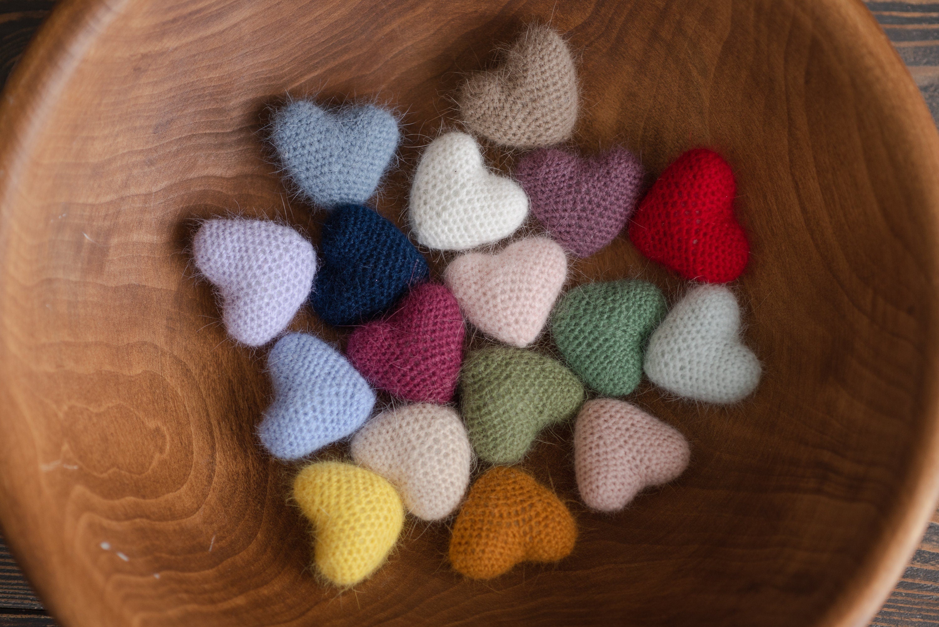 Newborn Knitted Heart Toys, Newborn Heart Decor, Newborn Photography Props Set ,Newborn Heart Props, Newborn Heart Photo Props, Wool Heart