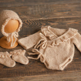 Handmade mohair baby girl romper – soft newborn photography outfit