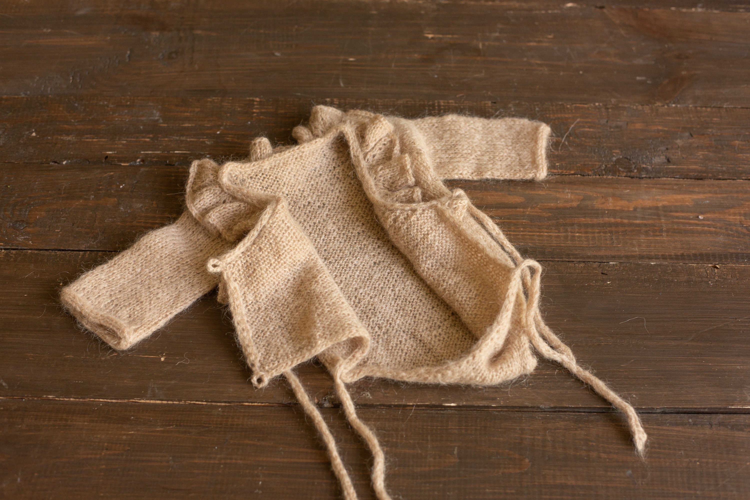 Handmade mohair baby girl romper – soft newborn photography outfit