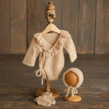 Handmade mohair baby girl romper – soft newborn photography outfit