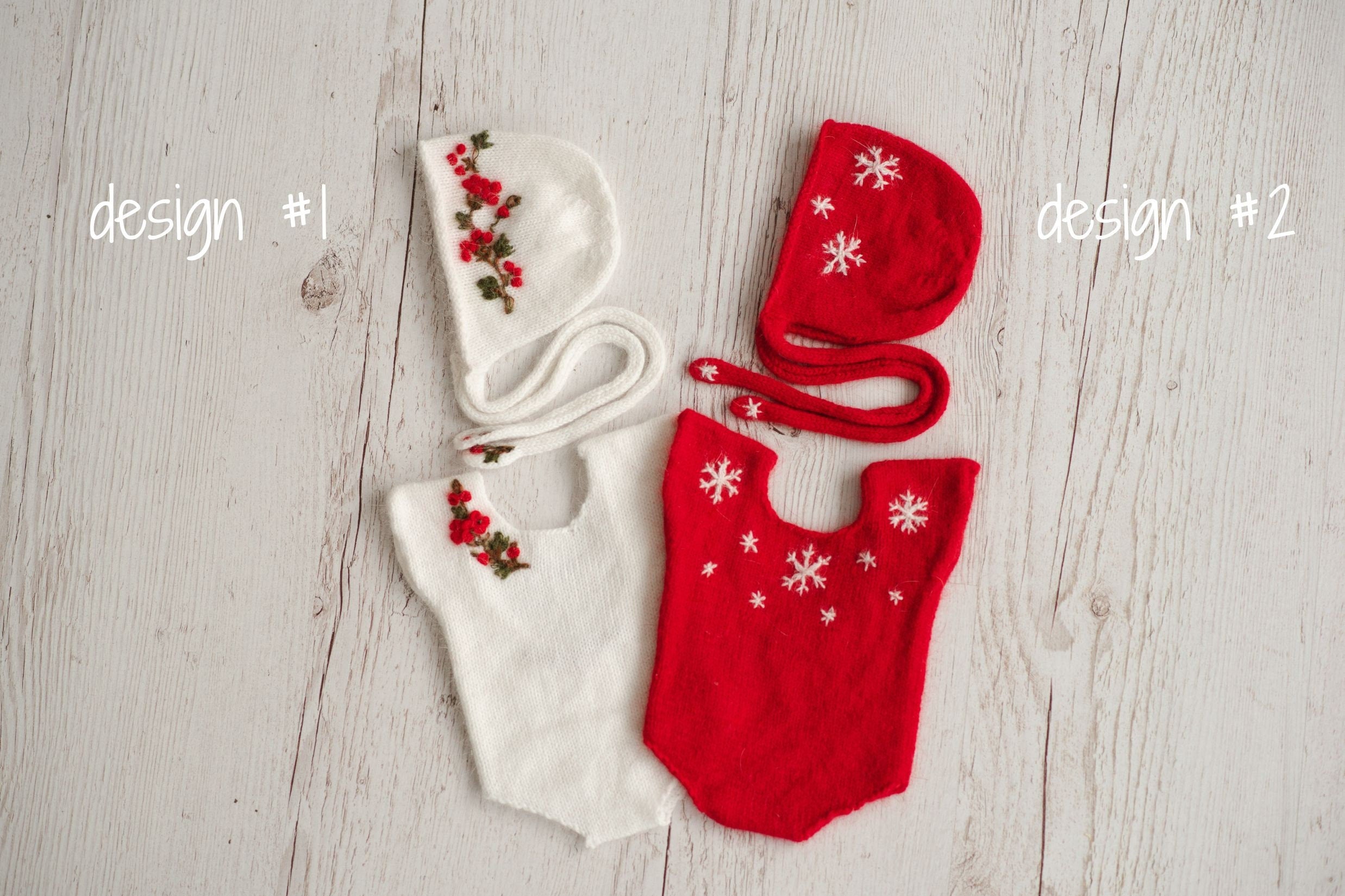 Newborn Knitted Romper for Girl with Bonnet & Wrap, Newborn Christmas Outfit Girl, Newborn Photography Props, Newborn Photo Props Set