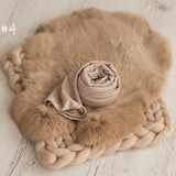 Beige Newborn Photography Props, Newborn Merino Wool Blanket, Newborn Posing Fabric, Newborn Posing Pillow, Newborn Sleep Hat, Newborn Wrap