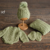 Newborn Cable Knitted Outfit, Newborn Coming Home Outfit,Newborn Cable Knit Hat,Newborn Knitted Outfit,Newborn Photography Props,Pom Pom Hat