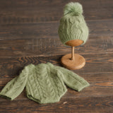Newborn Cable Knitted Outfit, Newborn Coming Home Outfit,Newborn Cable Knit Hat,Newborn Knitted Outfit,Newborn Photography Props,Pom Pom Hat