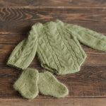 Newborn Cable Knitted Outfit, Newborn Coming Home Outfit,Newborn Cable Knit Hat,Newborn Knitted Outfit,Newborn Photography Props,Pom Pom Hat