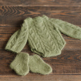 Newborn Cable Knitted Outfit, Newborn Coming Home Outfit,Newborn Cable Knit Hat,Newborn Knitted Outfit,Newborn Photography Props,Pom Pom Hat