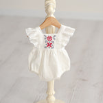 Newborn Ukrainian Vyshyvanka Dress, Newborn Linen Romper, Baby Embroidered Boho Romper, Newborn Coming Home outfit, Linen Baptism Romper