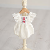 Newborn Ukrainian Vyshyvanka Dress, Newborn Linen Romper, Baby Embroidered Boho Romper, Newborn Coming Home outfit, Linen Baptism Romper