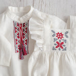 Newborn Ukrainian Vyshyvanka Dress, Newborn Linen Romper, Baby Embroidered Boho Romper, Newborn Coming Home outfit, Linen Baptism Romper