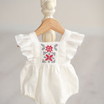 Newborn Ukrainian Vyshyvanka Dress, Newborn Linen Romper, Baby Embroidered Boho Romper, Newborn Coming Home outfit, Linen Baptism Romper