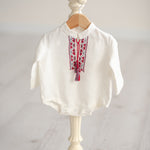 Newborn Ukrainian Vyshyvanka Dress, Newborn Linen Romper, Baby Embroidered Boho Romper, Newborn Coming Home outfit, Linen Baptism Romper