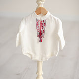 Newborn Ukrainian Vyshyvanka Dress, Newborn Linen Romper, Baby Embroidered Boho Romper, Newborn Coming Home outfit, Linen Baptism Romper
