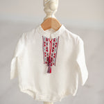 Newborn Ukrainian Vyshyvanka Dress, Newborn Linen Romper, Baby Embroidered Boho Romper, Newborn Coming Home outfit, Linen Baptism Romper