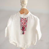 Newborn Ukrainian Vyshyvanka Dress, Newborn Linen Romper, Baby Embroidered Boho Romper, Newborn Coming Home outfit, Linen Baptism Romper