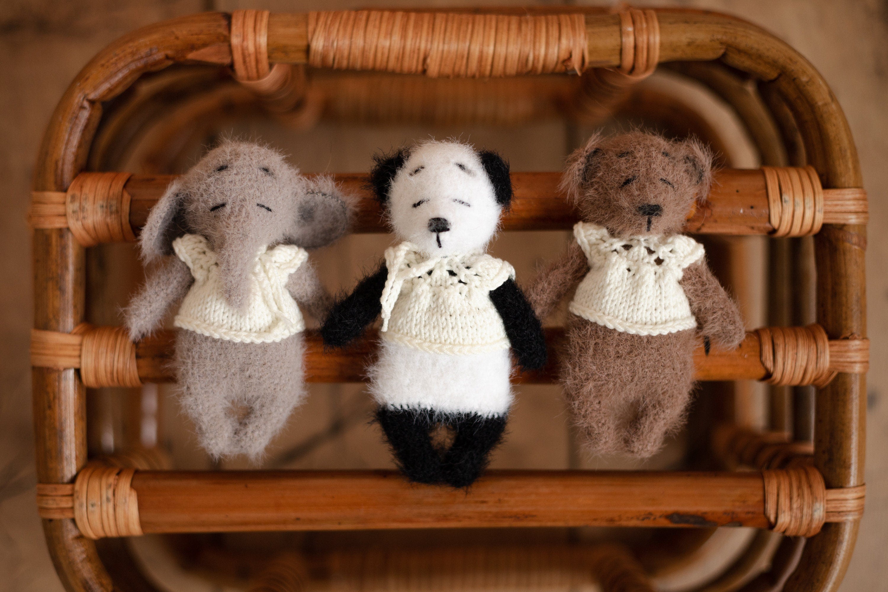 Newborn Knitted Teddy Bear and Bunny Photography Props, Baby Bear Crochet Toy, Newborn Photography Prop, Newborn Knitted Toy Bunny and Bear