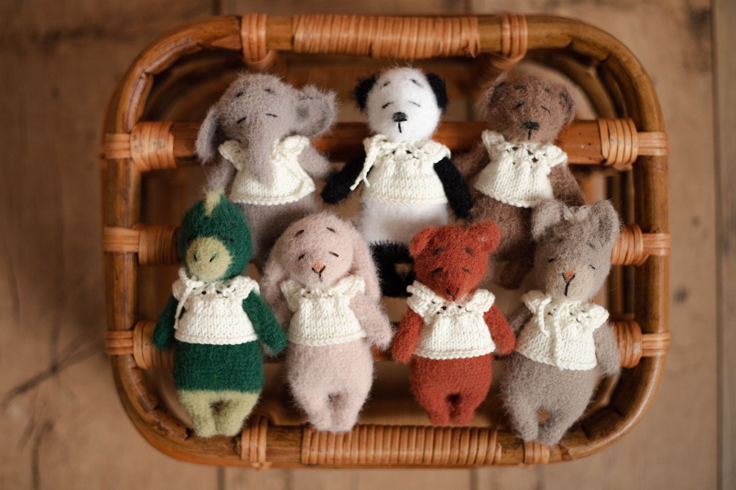 Newborn Knitted Teddy Bear and Bunny Photography Props, Baby Bear Crochet Toy, Newborn Photography Prop, Newborn Knitted Toy Bunny and Bear