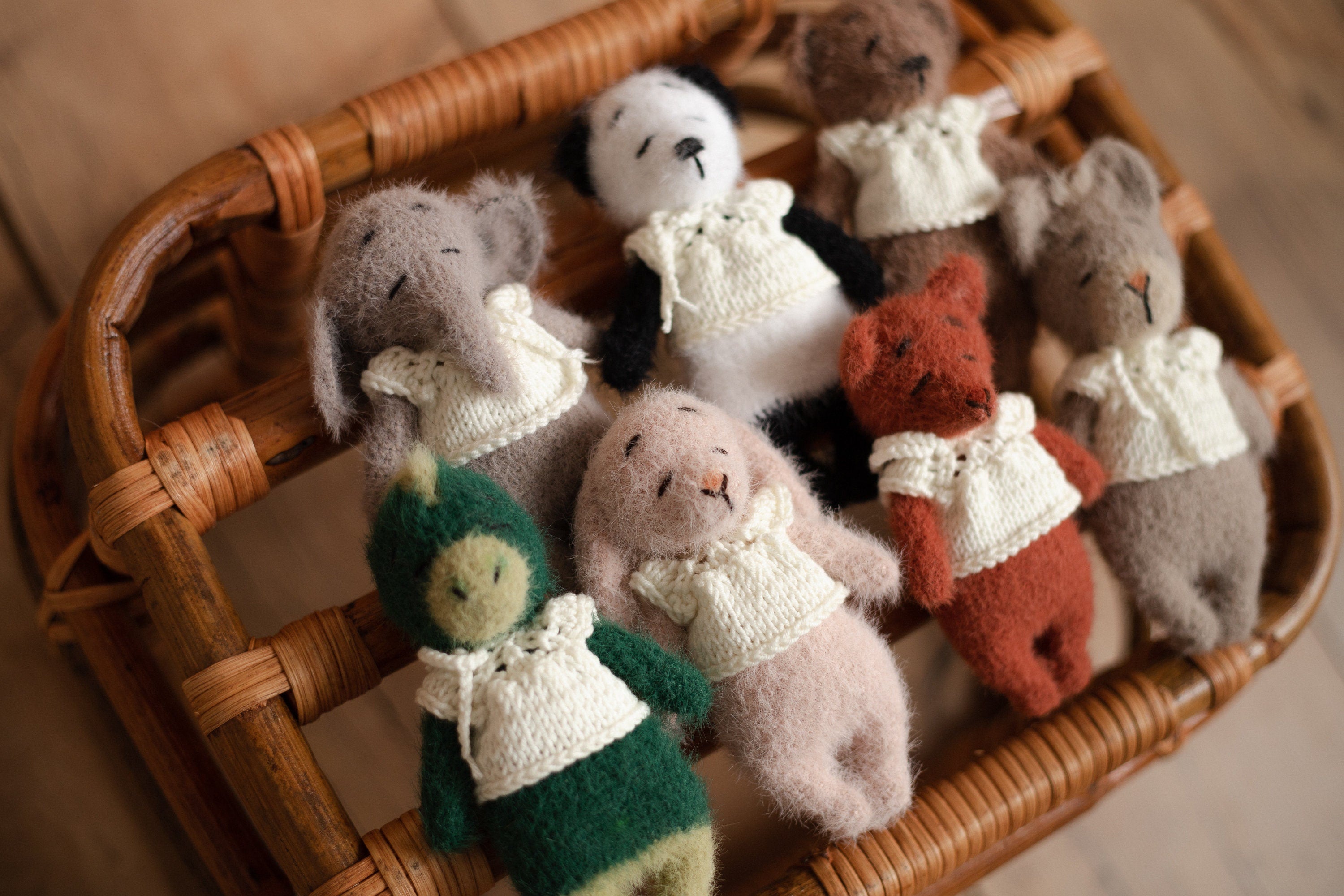 Newborn Knitted Teddy Bear and Bunny Photography Props, Baby Bear Crochet Toy, Newborn Photography Prop, Newborn Knitted Toy Bunny and Bear