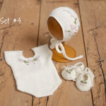 Newborn Knitted Romper for Girl with Bonnet & Wrap,Newborn Romper Girl,Newborn Girl Outfit,Newborn Photography Props,Newborn Photo Props Set