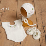 Newborn Knitted Romper for Girl with Bonnet & Wrap,Newborn Romper Girl,Newborn Girl Outfit,Newborn Photography Props,Newborn Photo Props Set