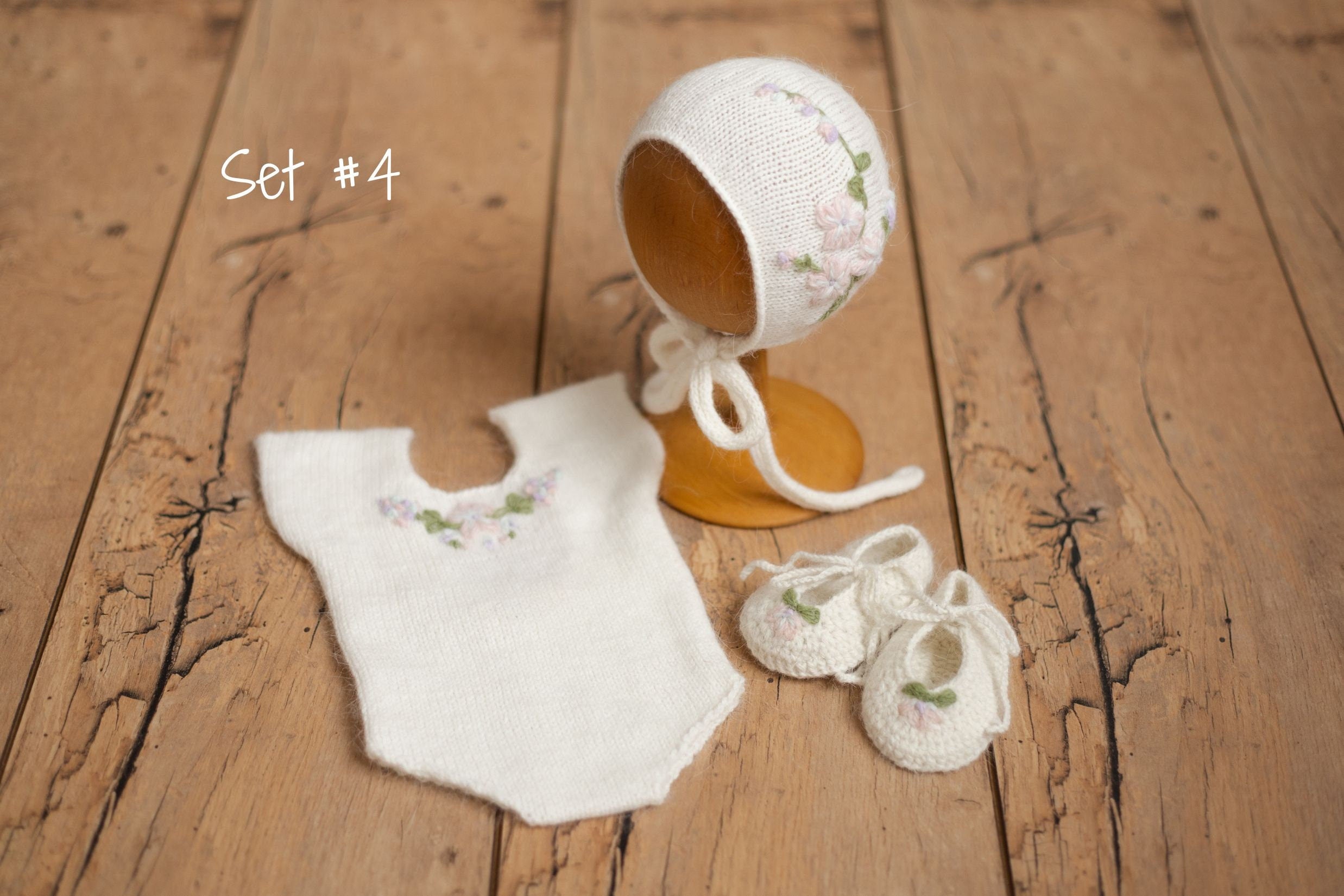 Newborn Knitted Romper for Girl with Bonnet & Wrap,Newborn Romper Girl,Newborn Girl Outfit,Newborn Photography Props,Newborn Photo Props Set