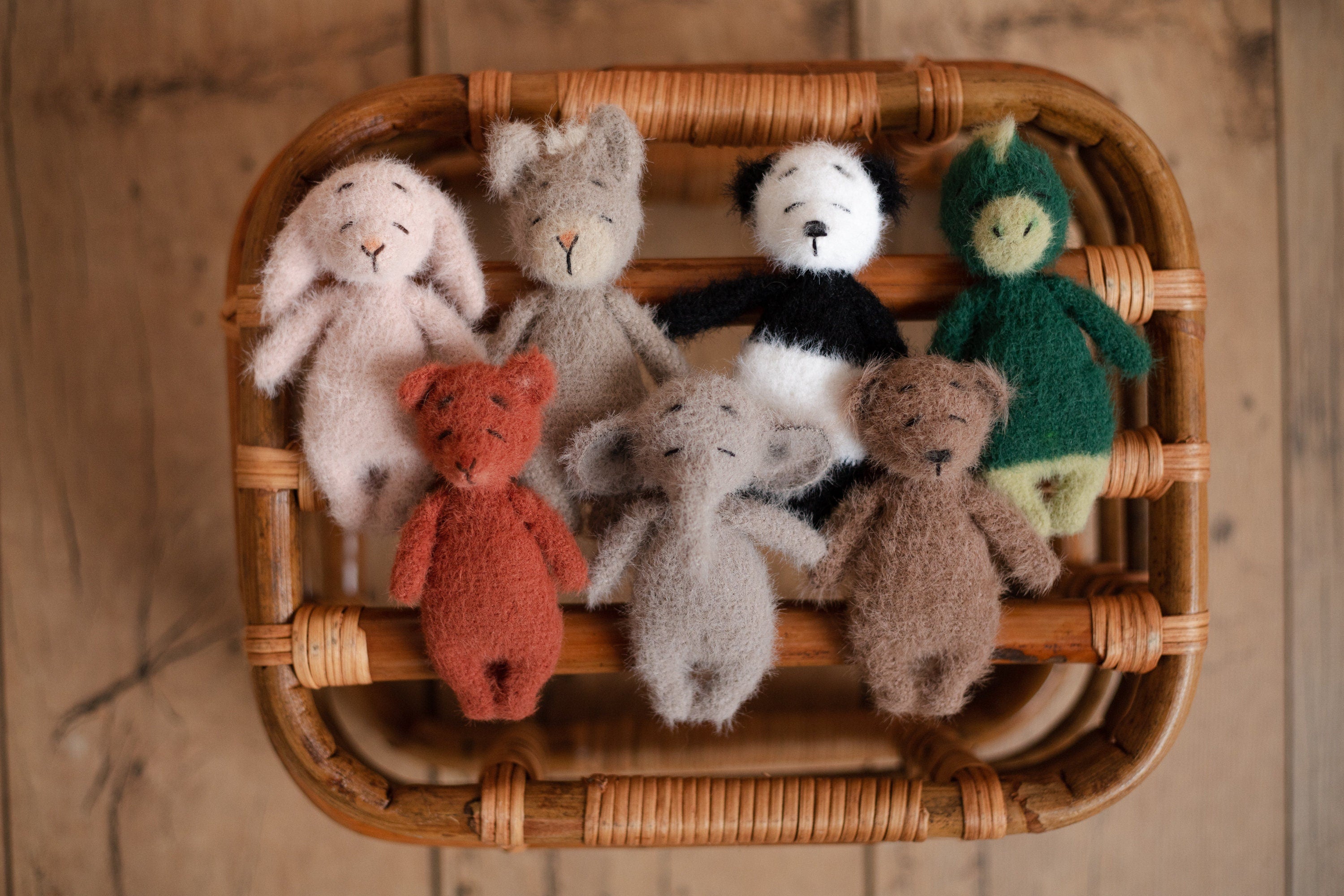 Newborn Knitted Teddy Bear and Bunny Photography Props, Baby Bear Crochet Toy, Newborn Photography Prop, Newborn Knitted Toy Bunny and Bear