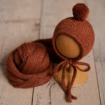 Soft mohair newborn wrap and bonnet – cozy and stretchy photo set