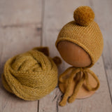Soft mohair newborn wrap and bonnet – cozy and stretchy photo set