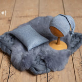 Blue Newborn Photography Props, Newborn Merino Wool Blanket, Newborn Posing Fabric, Newborn Posing Pillow, Newborn Photography Props