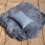 Blue Newborn Photography Props, Newborn Merino Wool Blanket, Newborn Posing Fabric, Newborn Posing Pillow, Newborn Photography Props