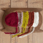 Hand-knitted mohair baby girl bonnet – newborn photography prop