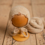 Mohair baby bonnet with matching wrap – newborn photography props