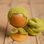 Mohair baby bonnet with matching wrap – newborn photography props