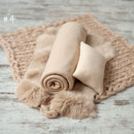 Beige Newborn Photography Props, Newborn Knitted Wool Blanket, Newborn Wrap Prop, Newborn Posing Pillow, Newborn Fabric Backdrop for Beanbag