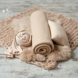 Beige Newborn Photography Props, Newborn Knitted Wool Blanket, Newborn Wrap Prop, Newborn Posing Pillow, Newborn Fabric Backdrop for Beanbag