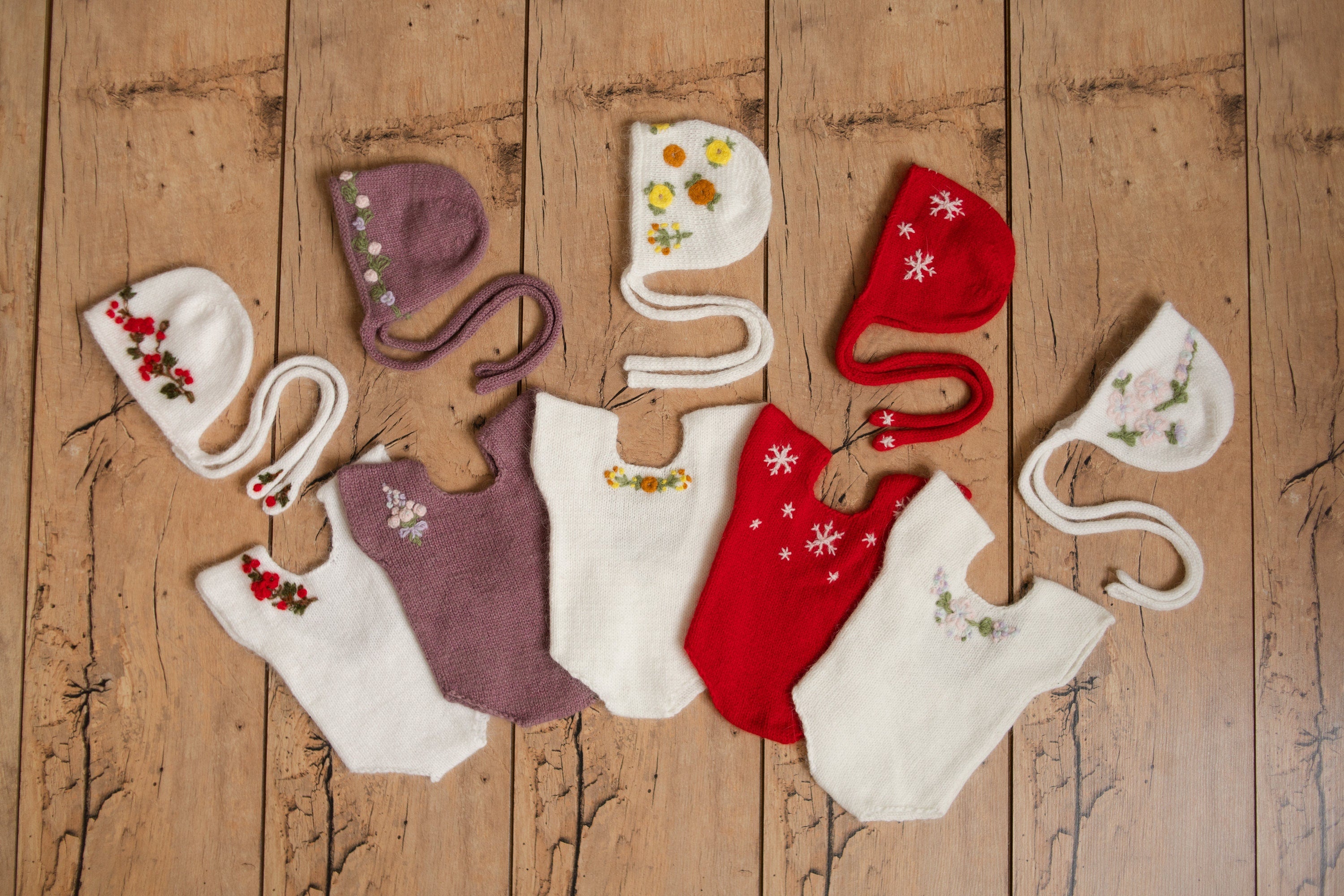 Newborn Knitted Romper for Girl with Bonnet & Wrap,Newborn Romper Girl,Newborn Girl Outfit,Newborn Photography Props,Newborn Photo Props Set