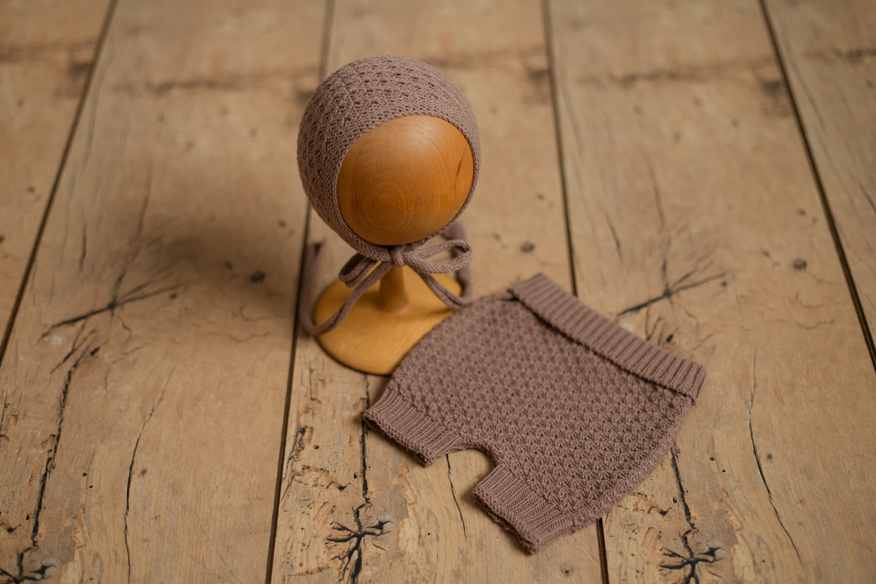 Brown Newborn Crochet Romper and Bonnet Set, Newborn Knitted Outfit, Newborn Knitted Blanket, Newborn Photography props, Baby Boy Outfit