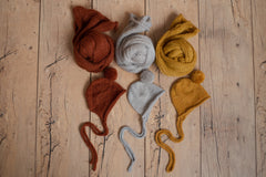 Soft mohair newborn wrap and bonnet – cozy and stretchy photo set