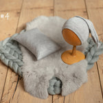 Gray Newborn Photography Props, Newborn Merino Wool Blanket, Newborn Posing Fabric Props, Newborn Posing Pillow, Newborn Sleep Hat Boy