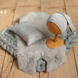 Gray Newborn Photography Props, Newborn Merino Wool Blanket, Newborn Posing Fabric Props, Newborn Posing Pillow, Newborn Sleep Hat Boy